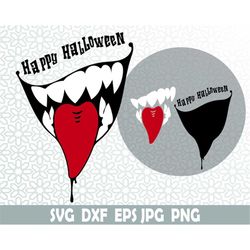 Smile with fangs, Halloween Svg, Dxf, Jpg, Png, Eps, Cricut svg, Clipart, Layered SVG, Files for Cricut, Silhouette, T S