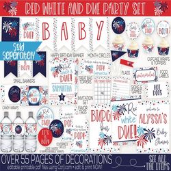 4th of July Baby Shower Signs, 4th of July BBQ, 4th of July Shower Welcome Sign, Red White and Due Shower Signs, Baby