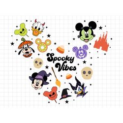 Spooky Vibes Halloween Svg Png, Mouse and Friends Halloween Svg, Trick Or Treat Svg, Boobash, Spooky Vibes Svg, Png File