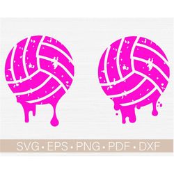 dripping volleyball svg, grunge - distressed volleyball svg bundle, volleyball cricut - cut - silhouette file, svg,png,e