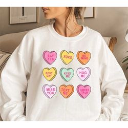 Valentines Conversation Heart Sweatshirt, Heart Sweater, Valentine's Day Sweatshirt, Vintage Graphic Tee, Valentines Pul