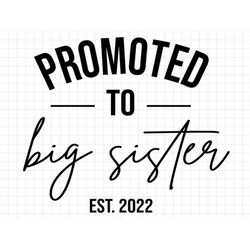 Promoted to Big Sister Est 2022, New Big Sister Svg, Big Sister Cut File, New Baby Svg, New Baby Cut File, Pregnancy Rev