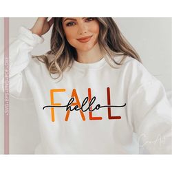 Hello Fall SVG, Thanksgiving Svg Png, Autumn Svg Shirt Design Cut File for Cricut, Sublimation Print Downloads, Silhouet