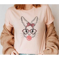Bunny with Leopard Glasses shirt, Easter shirt, Easter bunny graphic tee, Easter shirts for women,Ladies Easter Bunny,Bu