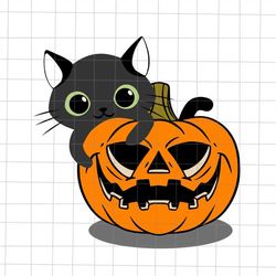 Black Cat Witch On Pumpkin Halloween Svg, Black Cat Fall Season Svg, Pumpkin Halloween Svg, Black Cat Halloween Svg, Cat