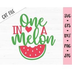 one in a melon cake topper svg first birthday cut file 1st birthday party decor 1 year old baby girl mom silhouette cric