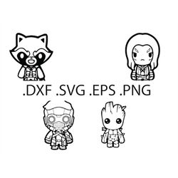 Chibi Guardians of the Galaxy - Bundle - Digital Download, Instant Download, svg, dxf, eps & png files included!