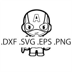 Chibi Captain America - Avengers - Digital Download, Instant Download, svg, dxf, eps & png files included!