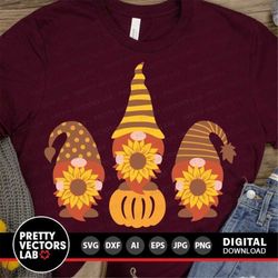 Fall Gnomes Svg, Thanksgiving Cut Files, Gnome with Sunflower Svg, Dxf, Eps, Png, Autumn Farmhouse Svg, Pumpkin Sign Svg