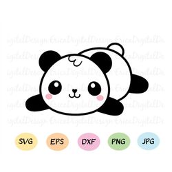 Cute baby panda layered SVG Kawaii panda lying down cut file Funny Cartoon cutting Cuttable vector EPS DXF Silhouette Ca