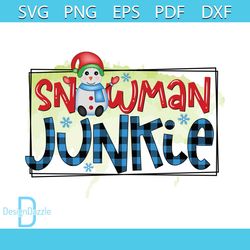 Snowman Junkie Png, Christmas Png, Snowman Png, Buffalo Plaid Png, Christmas Gift Png