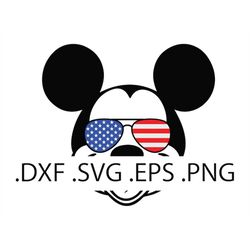 Mickey Mouse Face - Red White and Blue Aviators - Digital Download, Instant Download, svg, dxf, eps & png files included