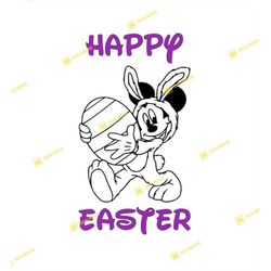 Mickey holds Easter egg, Happy Easter | SVG PNG | Silhouette Cricut Cutting Ready Instant Download