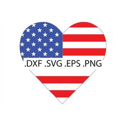 Heart Shaped American Flag - Digital Download, Instant Download, svg, dxf, eps & png files included!