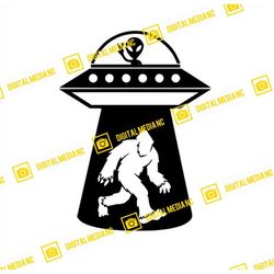 Bigfoot and Alien, UFO, Area 51, Yeti, Sasquatch, Foot Print | SVG PNG | Silhouette Cricut Cutting Ready Instant Downloa