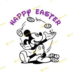 Mickey juggling Easter eggs, Happy Easter | SVG PNG | Silhouette Cricut Cutting Ready Instant Download