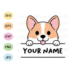 Corgi svg cut file Cute corgi dog Name Label Frame Monogram cutting file Pet vector Funny animal Silhouette Cameo Cricut