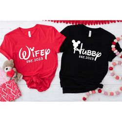 Custom Hubby & Wifey Est 2023 Shirt, Engagement Gift, First Year Of Marriage Hubby Gift,Hubby Wifey Matching Shirts, Hus