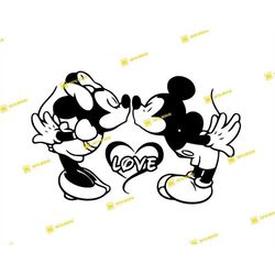 Mickey, Minnie, Love, Happy Valentine's Day, Kiss, Be Mine, Forever | SVG PNG | Silhouette Cricut Cutting Ready Instant