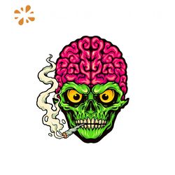 Smoking Skull Weed Cigarette Svg, Cannabis Svg, Pink Brain Svg