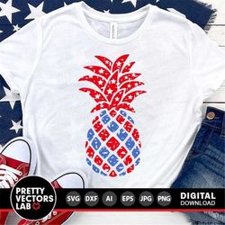 Distressed American Pineapple Svg, 4th of July Cut Files, Grunge Patriotic Pineapple Svg Dxf Eps Png, Woman Shirt Design