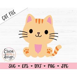 Baby Cat SVG cut file Cute orange cat Kawaii Kitty Baby Shower Boy Girl Shirt Toddler Bodysuit Nursery Silhouette Cricut