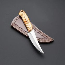 custom handmade d2 steel skinner knife bone handle gift for him groomsmen gift wedding anniversary gift fathers day gift