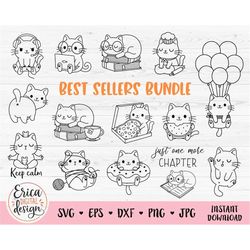 Cat outline SVG Bundle Bestseller cut file for Cricut Silhouette Funny cat PNG Cat lover Cat mom Kids decal Laser engrav