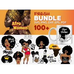 100 Afro Bundle SVG, Afro Woman SVG, Afro Hair Women SVG PNG DXF EPS File .