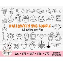halloween bundle svg cut files cricut silhouette trick or treat cute pumpkin candy witch hat spellbook cauldron haunted