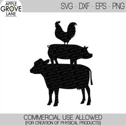 Stacked Animals Svg - Farm Animals Svg - Rooster Pig Cow Svg - Stacking Animals Svg - Farmhouse Svg - Stacked Farm Anima