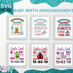 Birth Stats Baby Svg | Birth Stats Sign Bundle | Baby Birth Announcement Template Svg | Baby Keepsake Template SVG | .