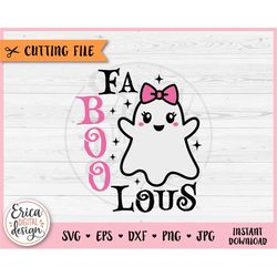 Ghost Girl layered SVG cut file Cricut Silhouette Faboolous Halloween Cute Ghost with Bow Funny Halloween Clipart PNG Ka