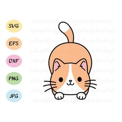 Cute cat layered SVG cut file Kawaii orange cat cutting file Kitty Kitten vector Funny animal clipart Silhouette Cricut