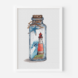 Lighthouse Cross Stitch Pattern PDF Instant Download, Travel Counted Cross Stitch, Summer Dream Cross Stitch Coastal Art