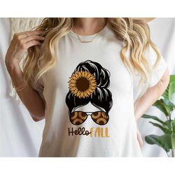 Fall Vibes png, Fall Girl svg, Sublimation Autumn Vibes, Fall Messy Bun png, FallVibes png, Messy Bun svg, October Girl