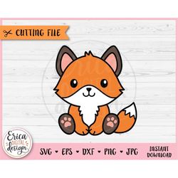 Cute Fox Layered SVG cut file for Cricut Silhouette Baby Fox Clipart PNG Forest Woodland Animal Toddler Shirt Baby Showe
