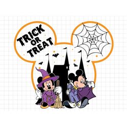 Mouse Trick or Treat Svg, Mouse Halloween Svg, Magic Castle Halloween, Magic Kingdom Halloween Cut File, Png, Cricut Sub