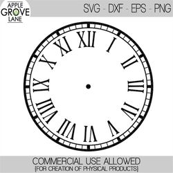 Clock Face Svg - Clock Svg - Svg Template - Roman Numerals Clock Svg - Romen Numerals Svg - Clock Stencil - Svg Eps Png