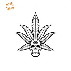 Skull With Cannabis Leaf Svg, Cannabis Svg, Skull Svg, Weed Svg