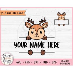 Cute Deer Clipart Split Monogram Layered SVG cut file Cricut Silhouette Student Name Tag School Classroom Label Frame Wo