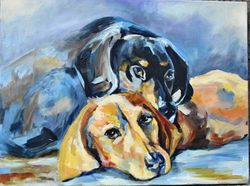 Dogs, strong friendship Oil Painting. The original painting