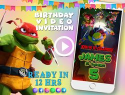 Teenage Mutant Ninja Turtles: mutant mayhem birthday video invitation, animated kid's birthday party invite