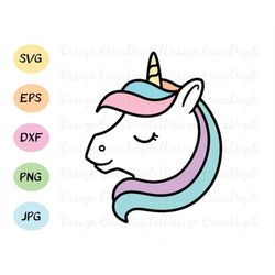 Unicorn face layered SVG Rainbow unicorn head Magical unicorn Birthday Girl cutting file Kawaii Cute unicorn Silhouette