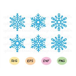 Snowflake SVG cut file Christmas snowflakes vector Winter Snow flakes cutting file EPS DXF Silhouette Studio Cricut Viny