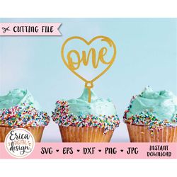 one cake topper svg cut file 1st first birthday party decor balloon cupcake topper 1 year old baby boy girl silhouette c