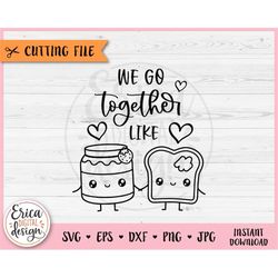 Jam Bread in Love SVG cut file for Cricut Silhouette Perfect Match Cute Kawaii Food Friendship Best Friend Engagement An
