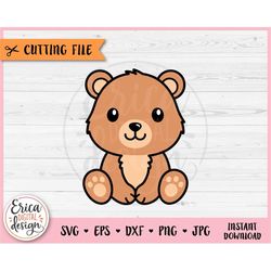 Cute Bear Layered SVG cut file for Cricut Silhouette Baby Bear Clipart PNG Forest Woodland Animal Toddler Shirt Baby Sho