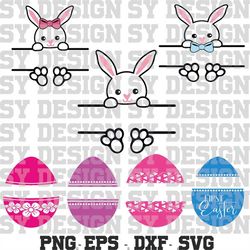 Easter Bunny SVG, Easter Svg, Bunny split svg / Bunny Face Svg, Cute Bunny Boy & Girl Shirt cutting files for Cricut Sil