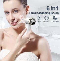 Rotating Waterproof Facial Cleansing Spin Roller Sonic Massager Cleaner Brush Silicone Electric Face Brush(US Customers)